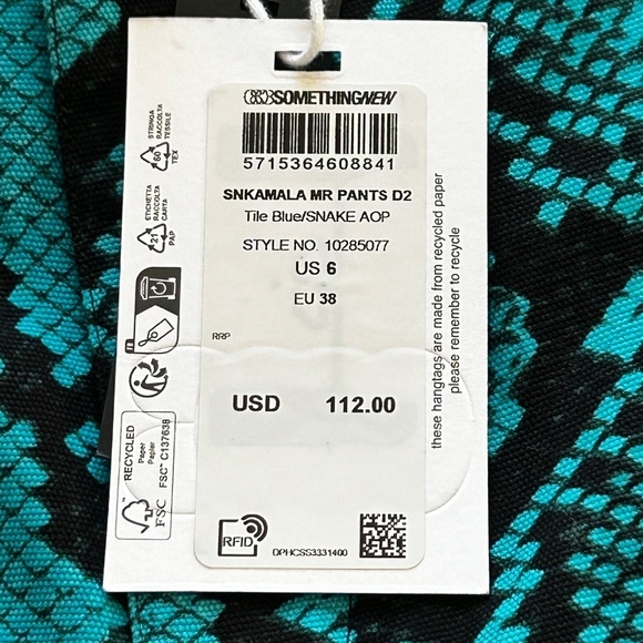 NWT SomethingNEW Kamala Wide Leg Snake Print Pants in Turquoise Blue Size 6 - Picture 6 of 15